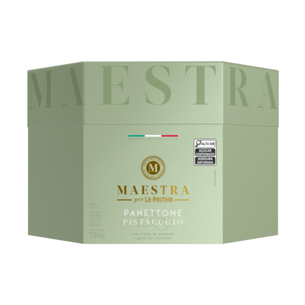 PANETTONE  MAESTRA PER LA PASTINA CREME DE PISTACHE COM GOTAS DE CHOCOLATE 750G